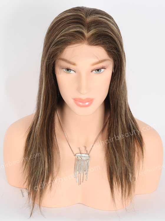 Full Lace Human Hair Wigs Indian Remy Hair 14" Straight 2/8# blended with 27# and 30# highlights Color FLW-01917